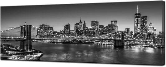 Biuteawal - Black and White Brooklyn Bridge Canvas Wall Art New York City Picture Print Manhattan