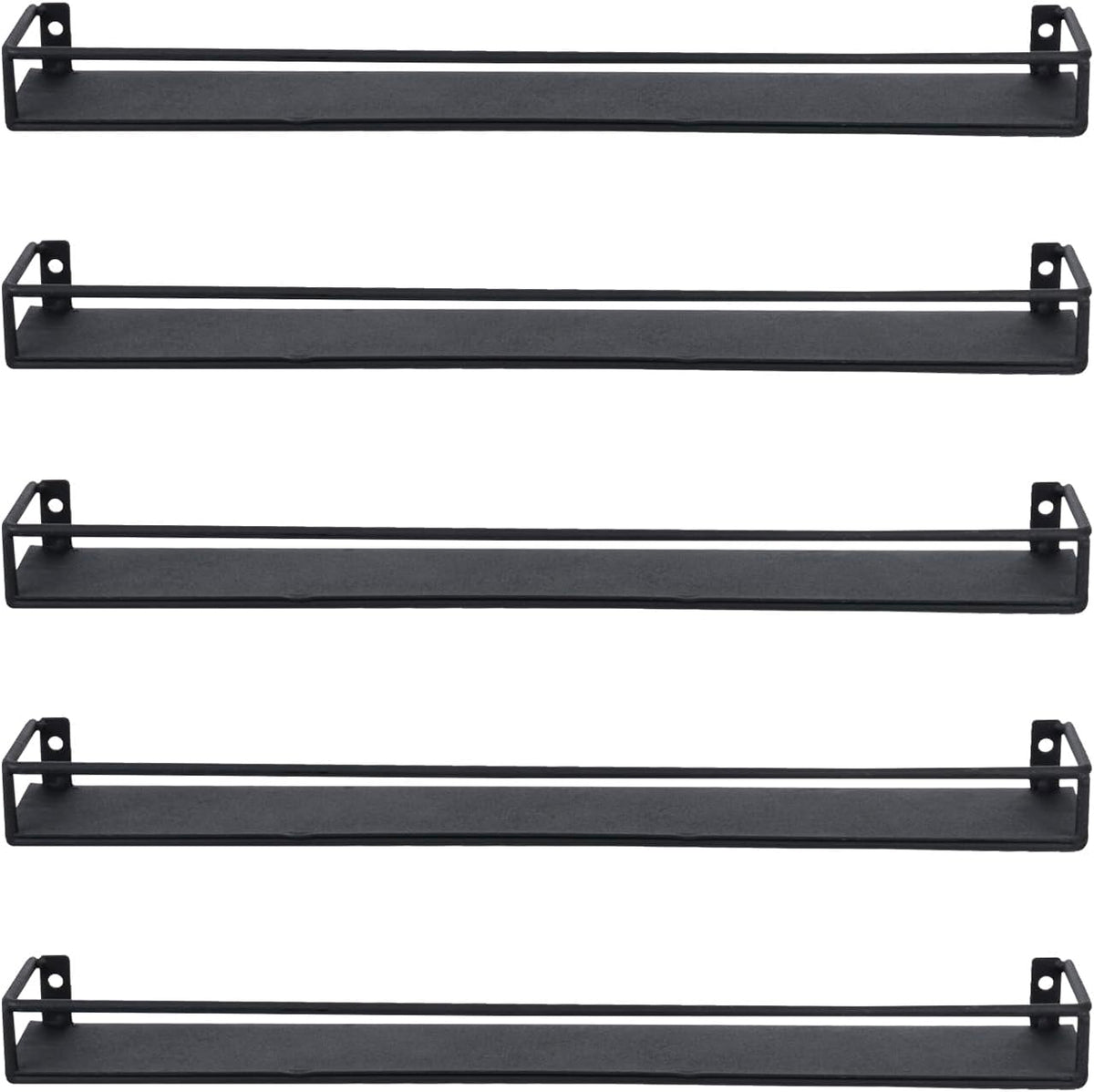 MyGift 16 Inch Wall Mounted Black Metal Nail Polish and Essential Oil Display Shelves, Kitchen
