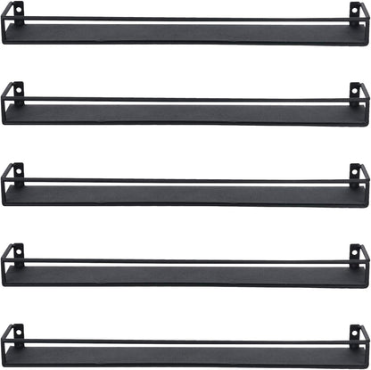 MyGift 16 Inch Wall Mounted Black Metal Nail Polish and Essential Oil Display Shelves, Kitchen