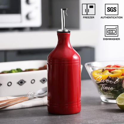 Sweejar Ceramic Olive Oil Dispenser Bottle, Opaque Oil Cruet Protects Oil to Reduce Oxidation