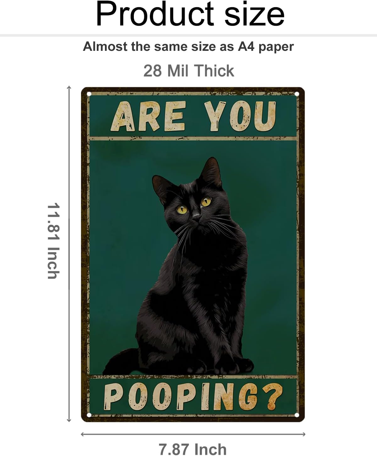 ALKB Funny Black Cat Sign Are You Pooping Metal Signs Black Cat Gift Vintage Bathroom Wall Decor 8