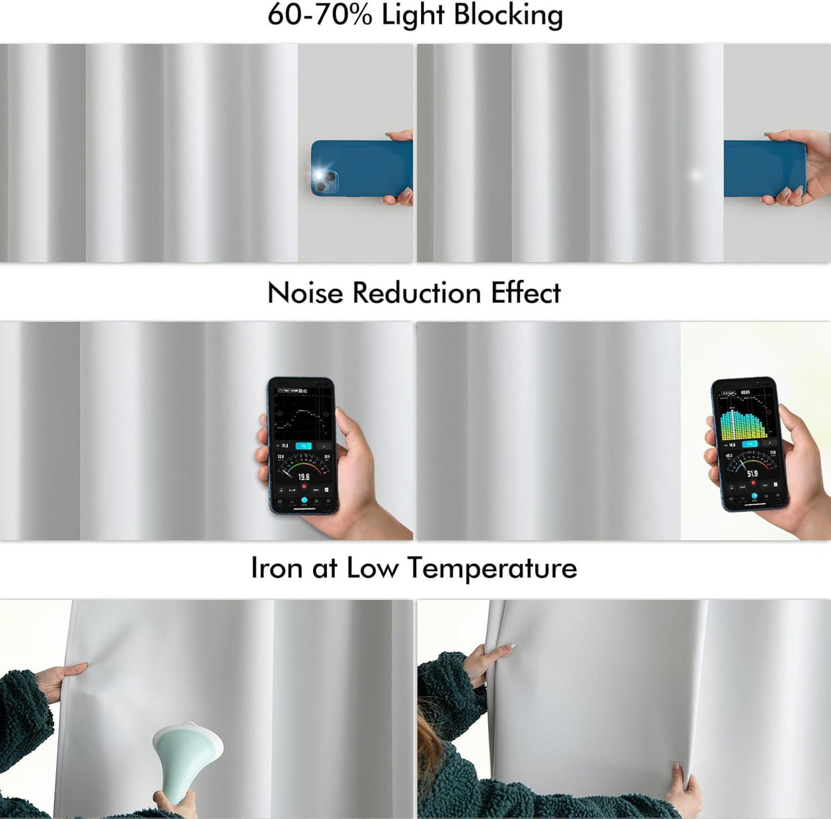 MIULEE Back Tab Light Blocking Curtains 120 Inch Long 2 Panels Set for Living Room Bedroom, Greyish