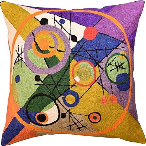 Kandinsky Contemporary Throw Pillow Cover - Circles 2 Modern Pillowcases Mid-Century Abstract Toss