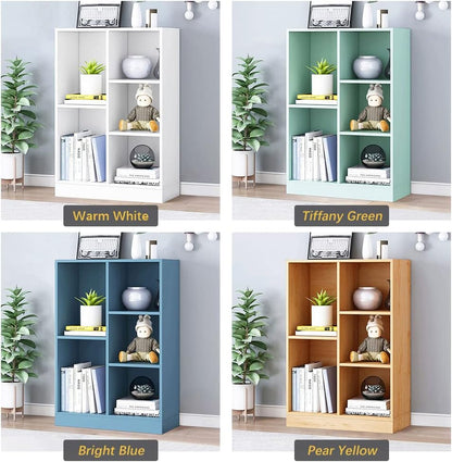IOTXY Open Shelf Low Bookcase - Wooden 3-Tier Floor Standing Display Cabinet Organizer with Base, 5