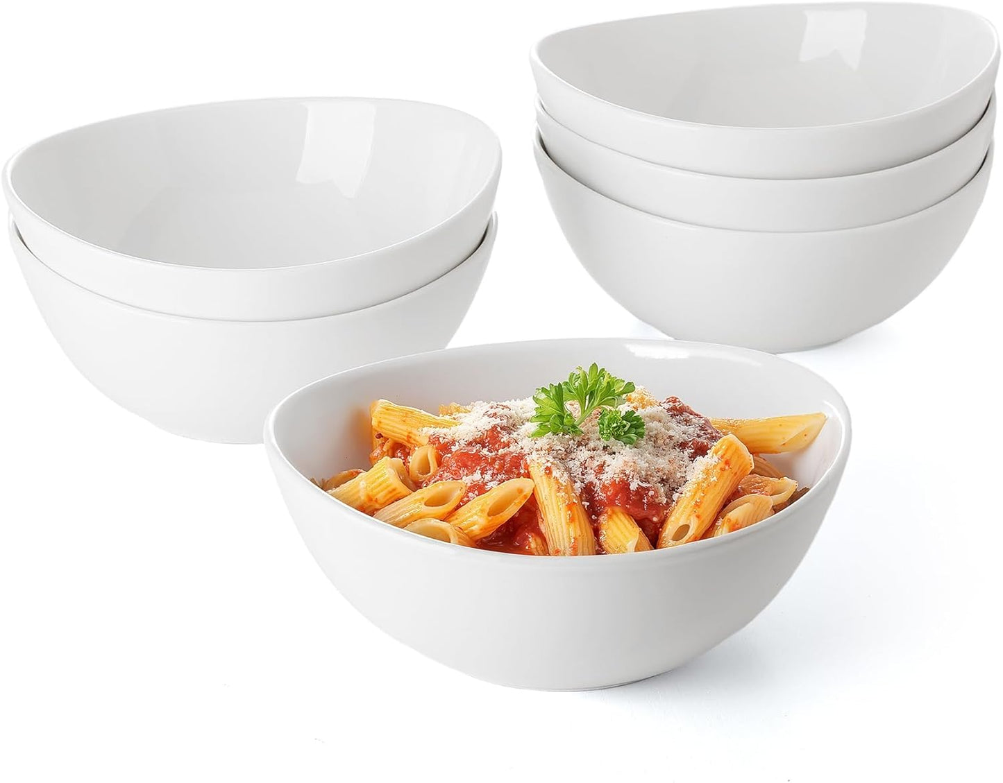 Sweese 7 Inch Porcelain 28 oz Bowls Set of 6, for Soup | Cereal | Pasta | Salad | Ramen |
