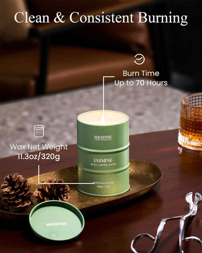 M&SENSE Jasmine Scented Candles Natural Non Toxic, Aromatherapy Candle for Stress Relief Meditation