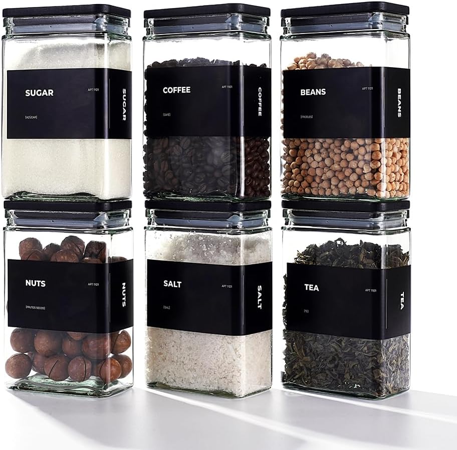 27 oz Glass Storage Jars with Bamboo Lid, set of 6, glass canisters with airtight lids, Clear jars