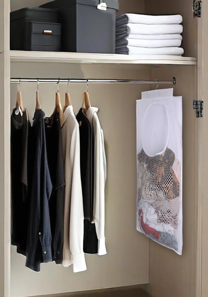 ALYER Breathable Mesh Laundry Hamper,Foldable Hanging Closet Storage Basket,Portable Space Saving