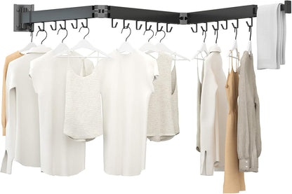 Foldable Clothes Drying Rack, 2 Fold Laundry Drying Rack Wall Mount, [No Drilling] Folding &