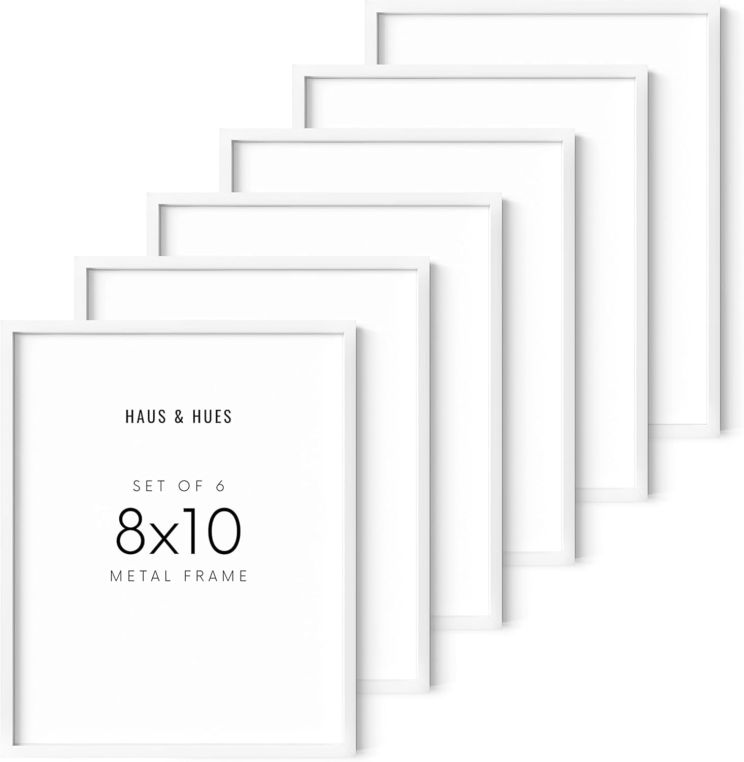 HAUS AND HUES Picture Frames Set of 6, 8x10 inches (White Aluminum, Powder Coated, Modern Style