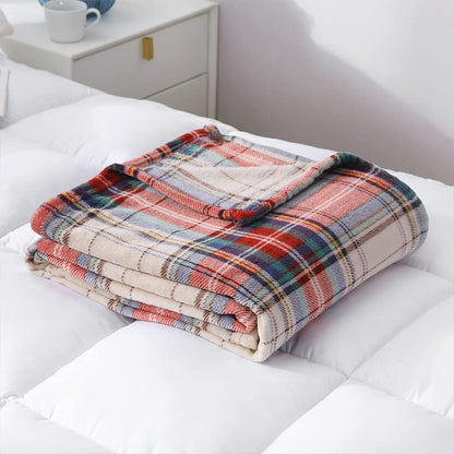 MERRYLIFE Plaid Throw Blanket for Couch | Soft Decorative Ultra-Plush Colorful| Throw Size Travel