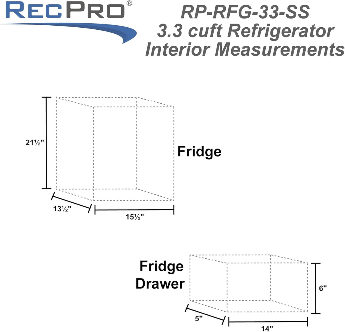 RecPro 3.3 Cu Ft 12V RV Refrigerator | Stainless Steel Frost-Free Fridge with Can Holder | Compact