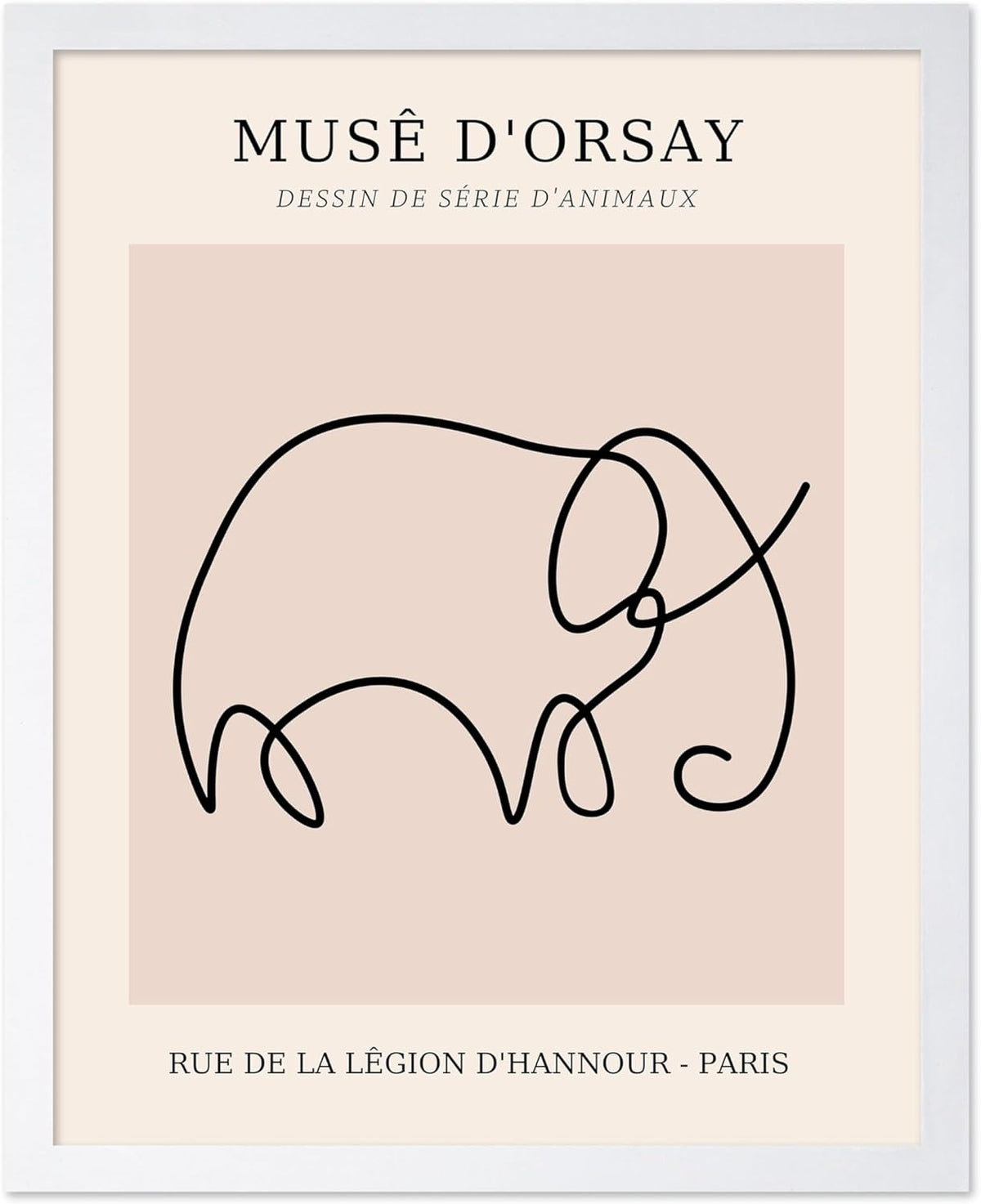 Poster Master Vintage Poster - Retro One Line Elephant Drawing Print - Elephant Art - Minimal Gift