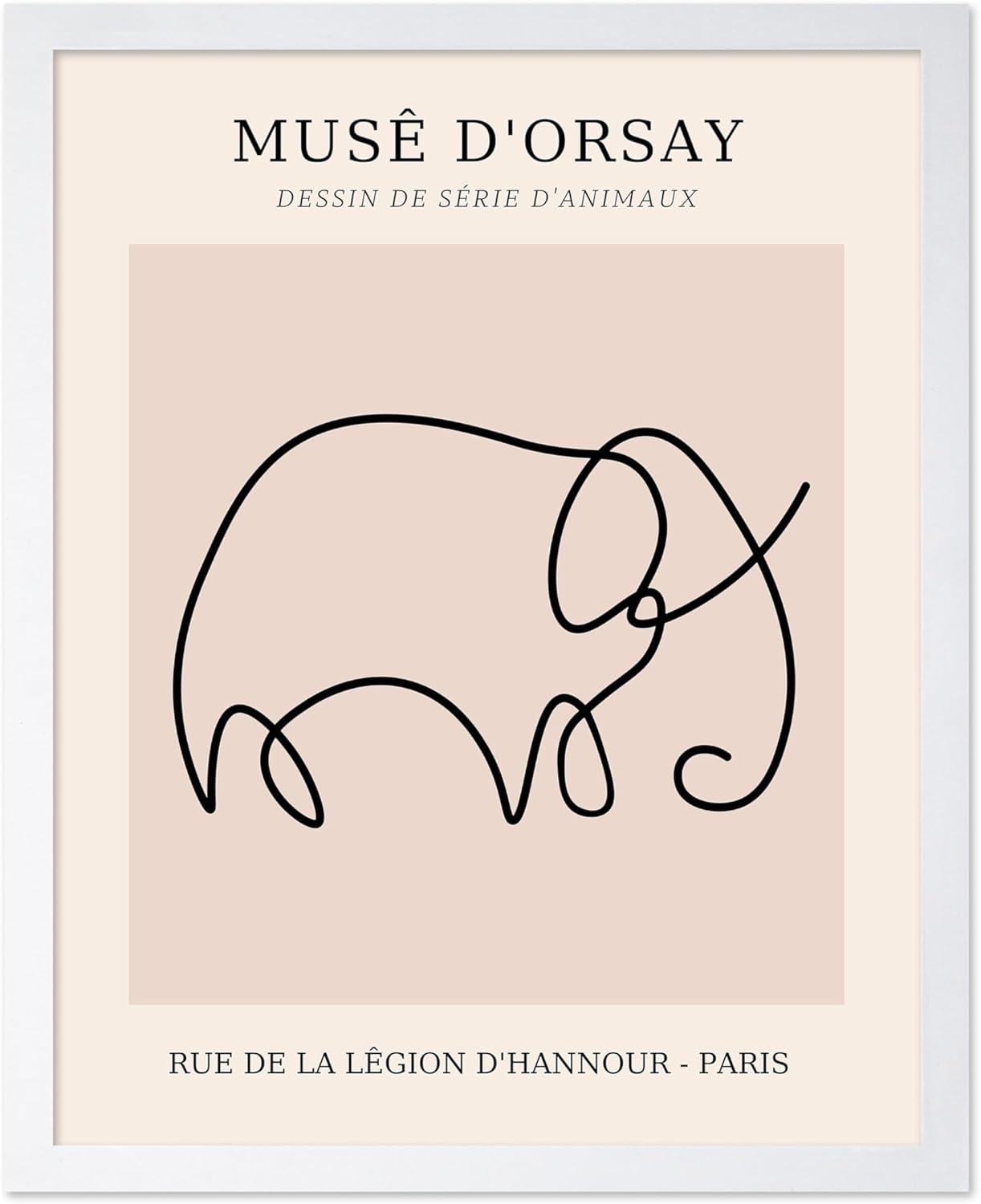 Poster Master Vintage Poster - Retro One Line Elephant Drawing Print - Elephant Art - Minimal Gift