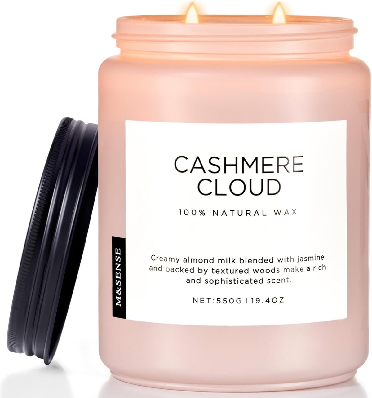M&SENSE Creamy Almond Milk Scented Candles, 19.4oz 110 Hour Long Lasting 2 Wick Organic Natural Soy
