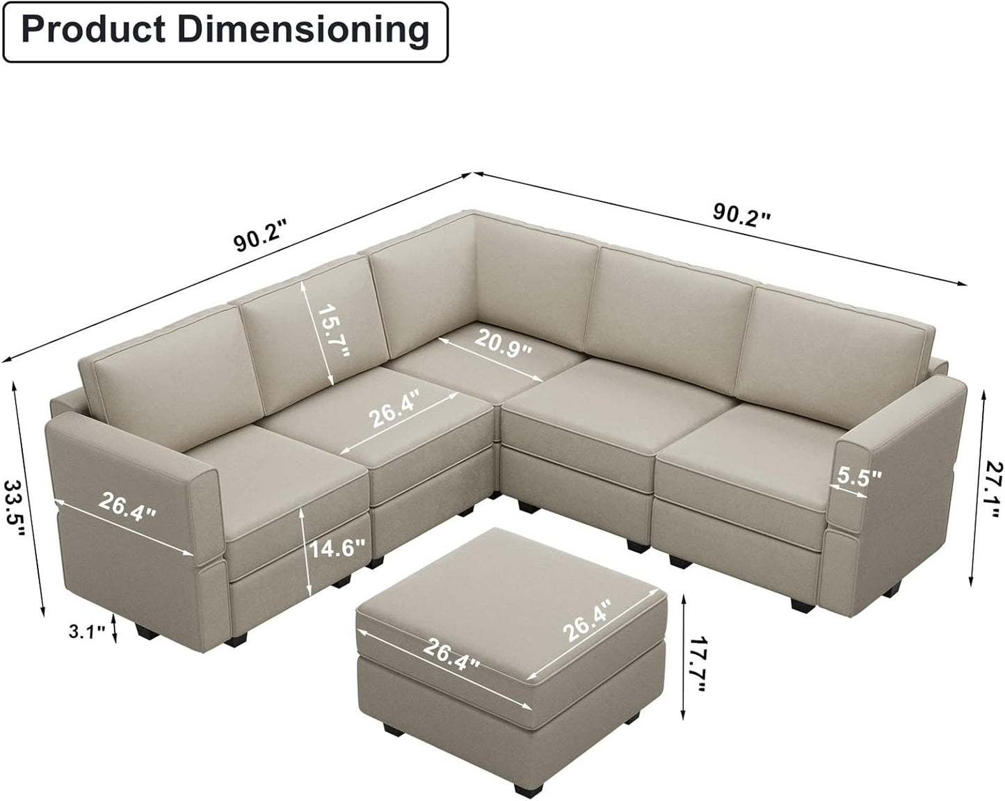 Belffin Modular Sectional Sofa with Storage Seats Velvet L Shaped Corner Couch Convertible