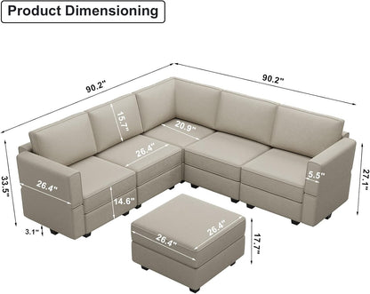 Belffin Modular Sectional Sofa with Storage Seats Velvet L Shaped Corner Couch Convertible