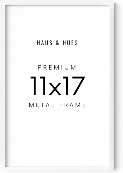 HAUS AND HUES 11x17 White Picture Frame - 11X17 Poster Frame - Aluminum, Vertical & Horizontal