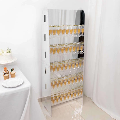 Tableclothsfactory Silver Mirror Finish 5-Tier Wine Glass Stemware Rack, 40 Champagne Flute Holder