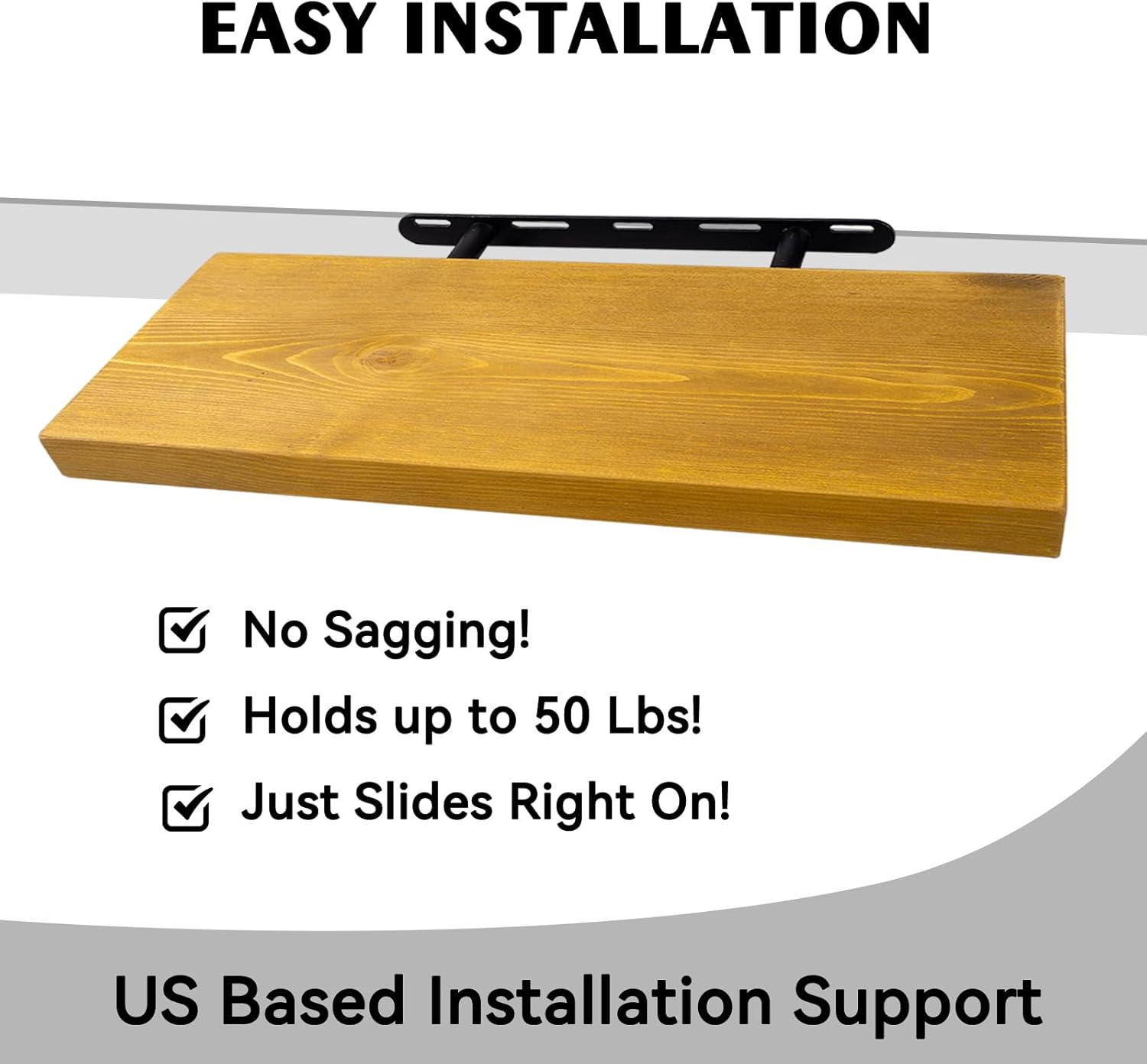 BGMG Wood Floating Shelves for Wall 16 inch Set of 2, Rustic Wooden Wall Mount Shelves for Living
