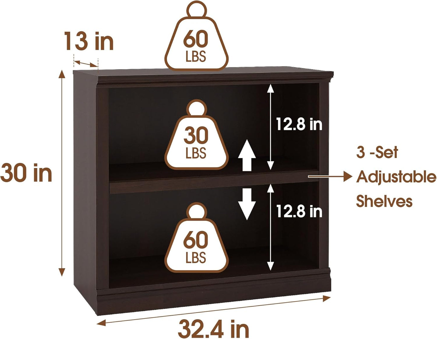Bookcase, Open Storage Book Cases/Shelves, Floor Standing Indoor Furniture 2 Shelf Book case for
