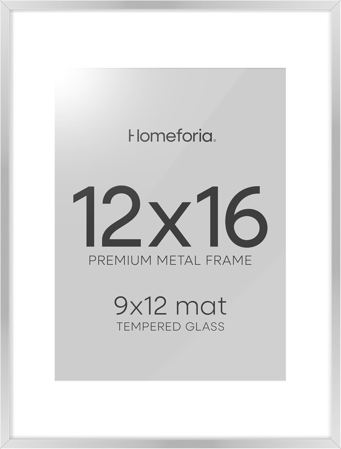 Homeforia 12 x 16 Picture Frame Silver, High End Metal 12x16 Poster Frames with Mat 9x12 Photo, 12