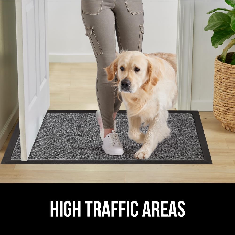 GORILLA GRIP 100% Waterproof All-Season WeatherMax Doormat 35x23, US Designed Natural Rubber, Stain