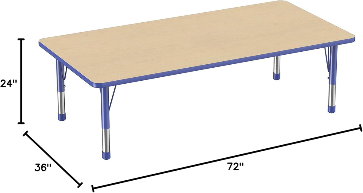 FDP Rectangle Activity School and Classroom Kids Table (36 x 72 inch), Toddler Legs, Adjustable