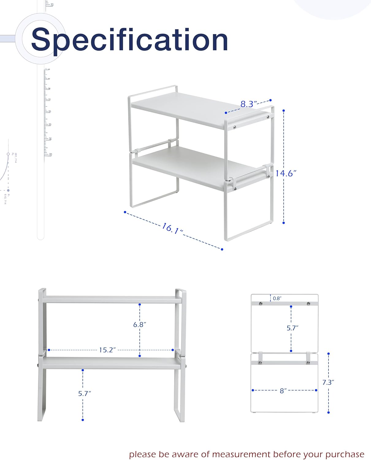 Nxconsu 2Pack Cabinet Shelves Stackable Shelf Organizer Rack Riser for Kitchen Cabinet Pantry