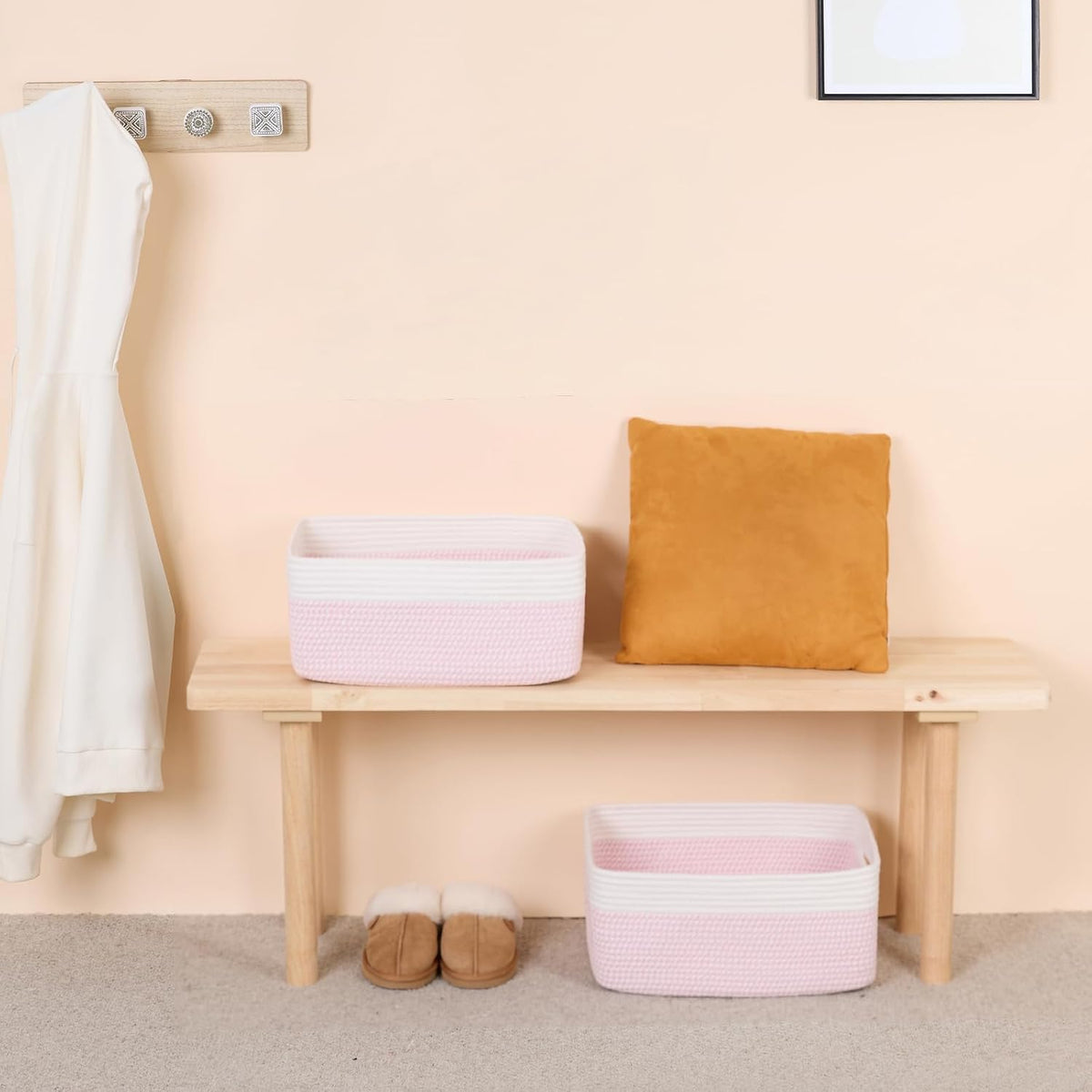 Large Storage Baskets for Organizing, Closet Shelf Baskets for Clothes Blanket Towels, Baby