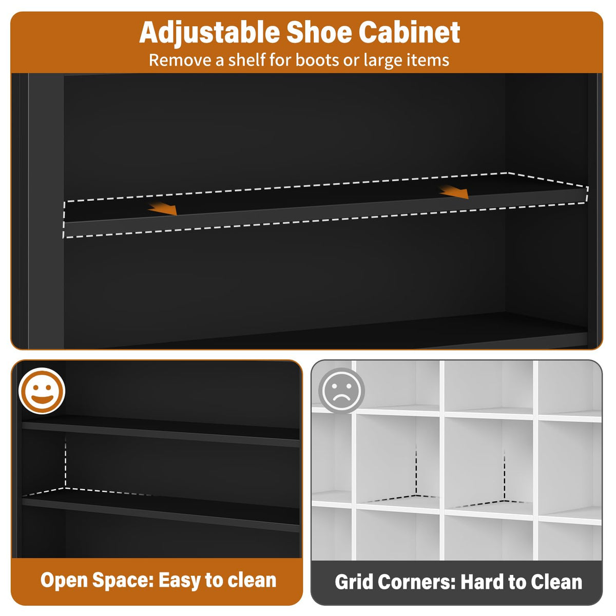 knoworld Freestanding Shoe Cabinet, Holds 40-45 Pairs, 71 Inch Tall 9-Tier Shoe Rack with