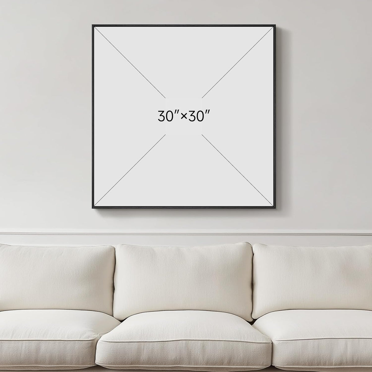 Framed Black Abstract Wall Art, Modern Canvas Prints Paintings Artwork for Walls, Square Minimalist