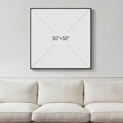 Framed Black Abstract Wall Art, Modern Canvas Prints Paintings Artwork for Walls, Square Minimalist