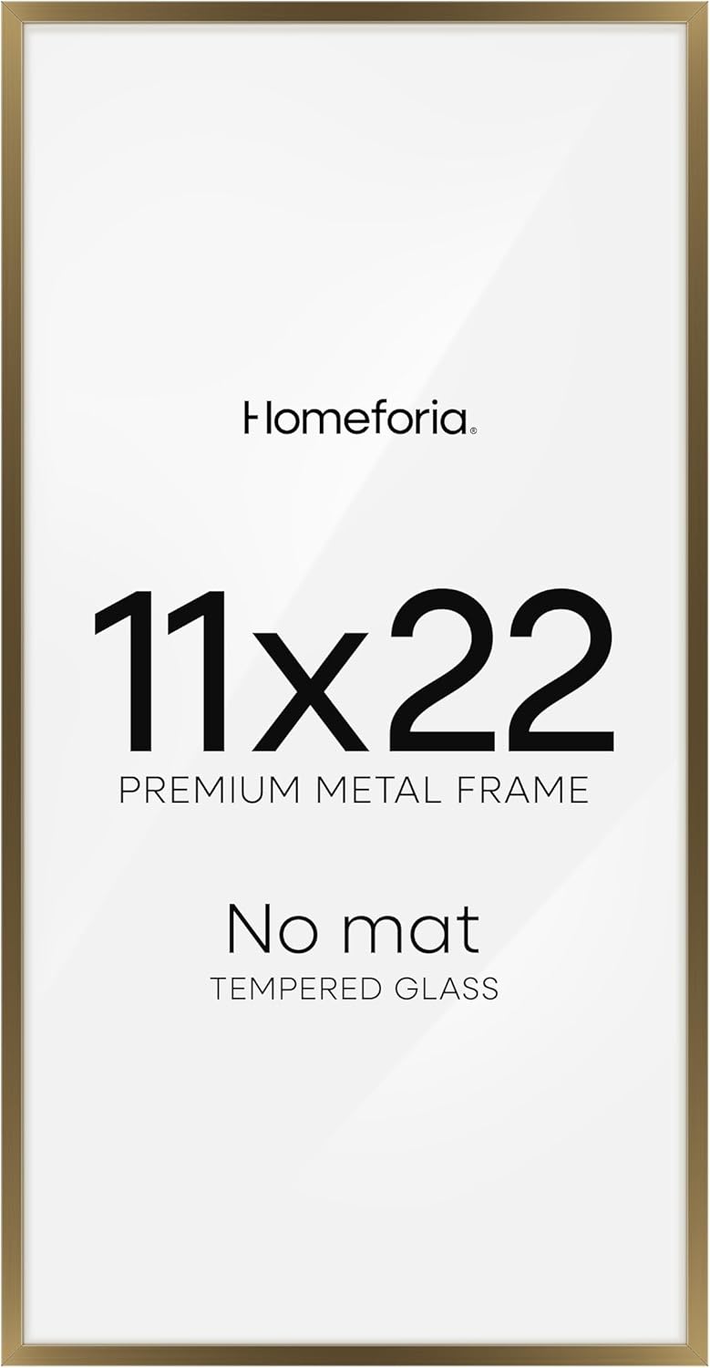 Homeforia 11x22 Bronze Newspaper Frame, High End Metal 11 x 22 Picture Frame without Mat, 22x11