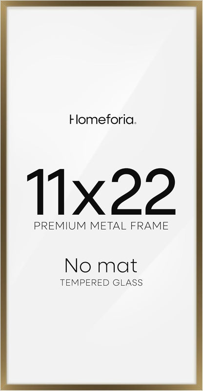 Homeforia 11x22 Bronze Newspaper Frame, High End Metal 11 x 22 Picture Frame without Mat, 22x11