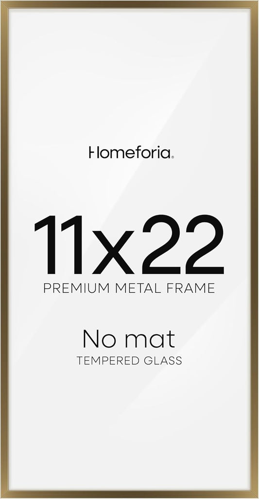 Homeforia 11x22 Bronze Newspaper Frame, High End Metal 11 x 22 Picture Frame without Mat, 22x11