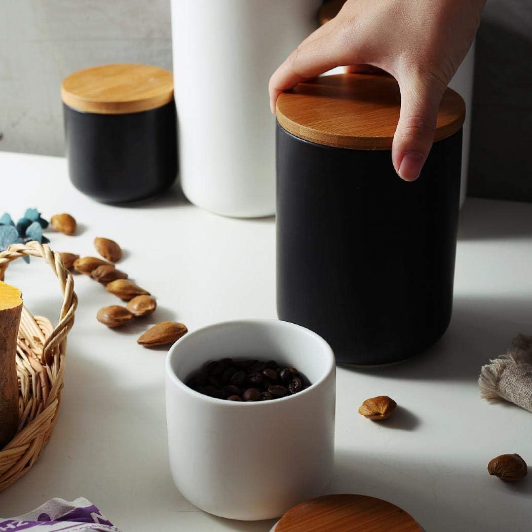 MilkyWay Food Storage Jar Strong Ceramic Storage Canisters with Airtight Seal Bamboo Lid Modern