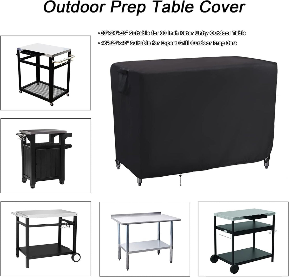 Kingling Prep Table Cover for 30 inch Keter Unity Table, Waterproof Outdoor Stainless Steel Table