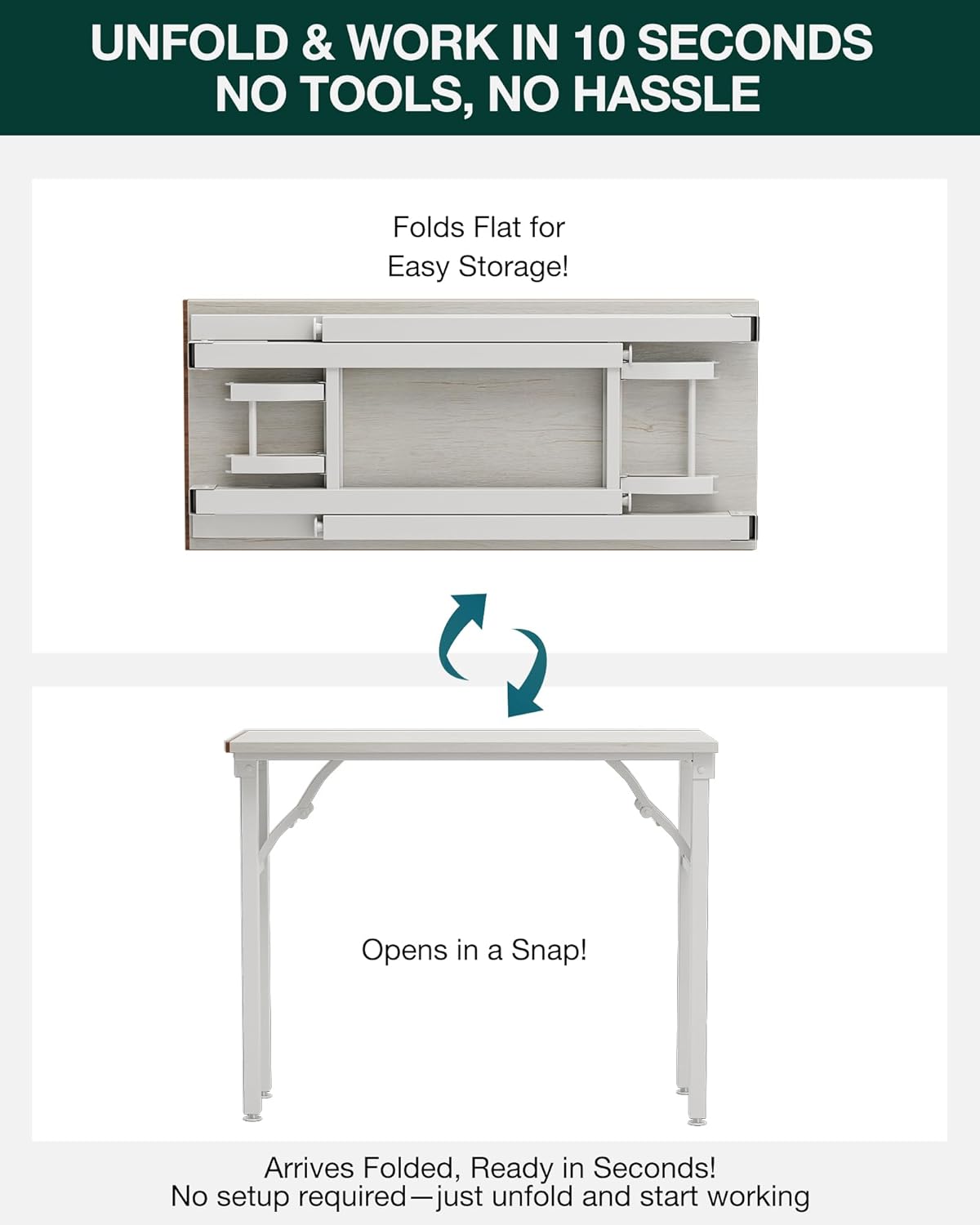 Frylr Small Folding Computer Desk – Portable 35.8 Inch Foldable Laptop Table, Collapsible and