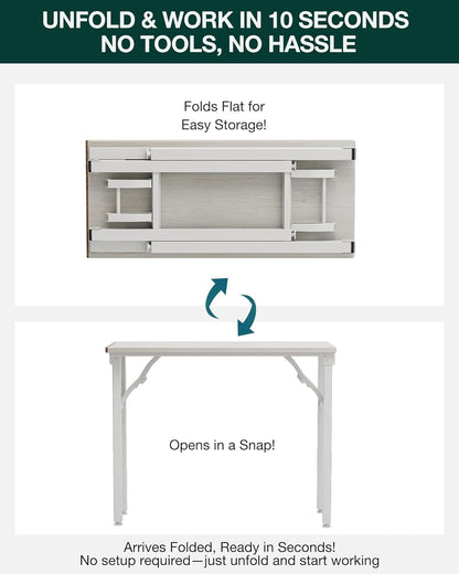 Frylr Small Folding Computer Desk – Portable 35.8 Inch Foldable Laptop Table, Collapsible and