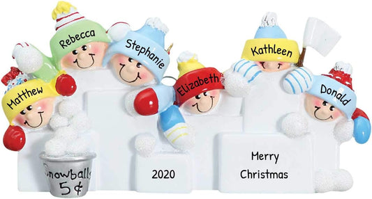 Personalized Family Christmas Ornament - Custom Ornament Family of 6 Xmas Ornaments 2024 Snowball