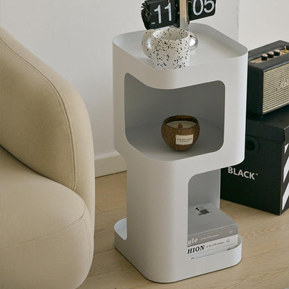Modern Side Table,Small end Table for Small Spaces,Metal nightstand with Storage Shelf,Space-Saving