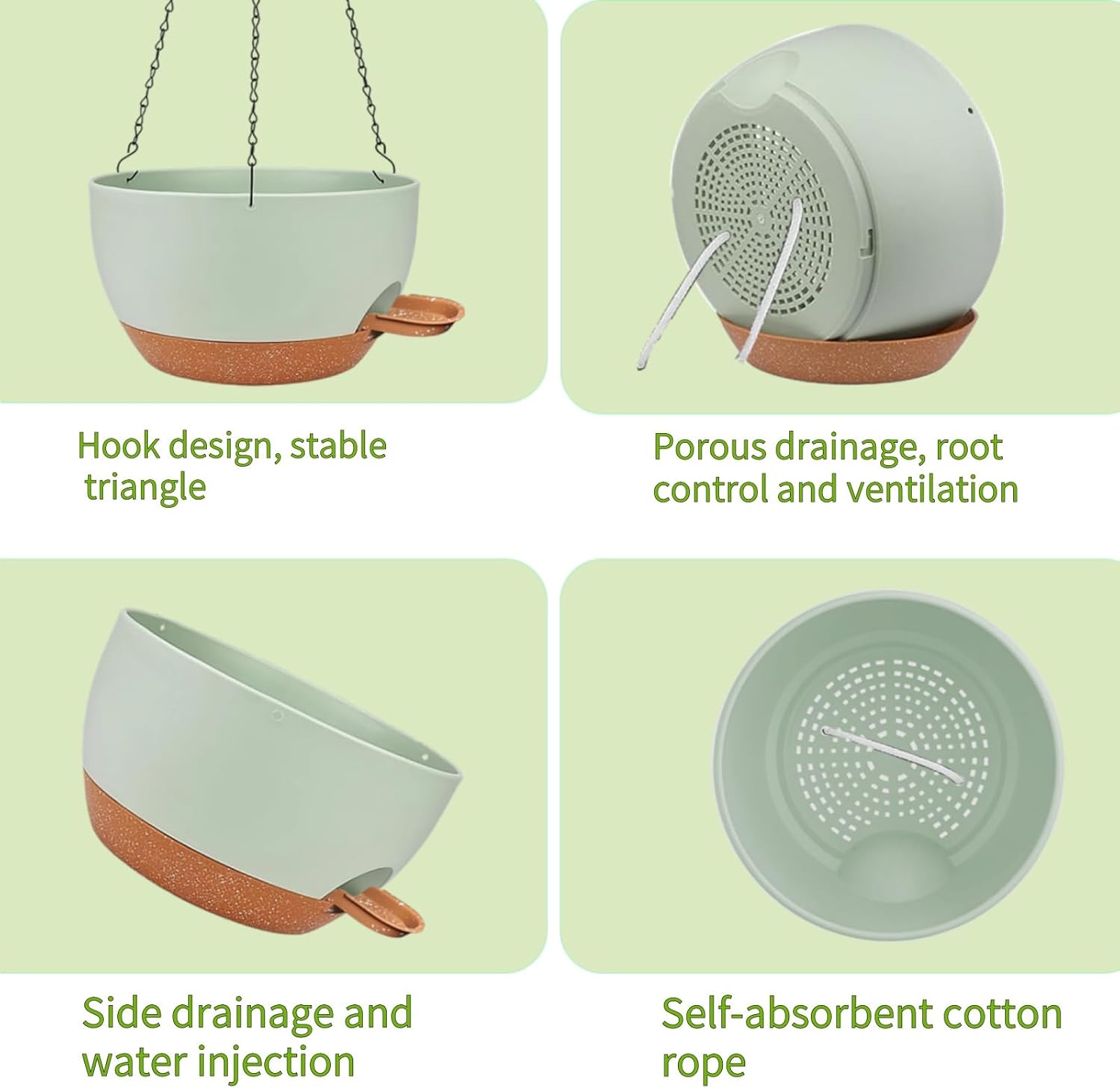 2 Pack Hanging Planters for Indoor Outdoor Plants, 12 Inch Self Watering Hanging Pot with Drainage