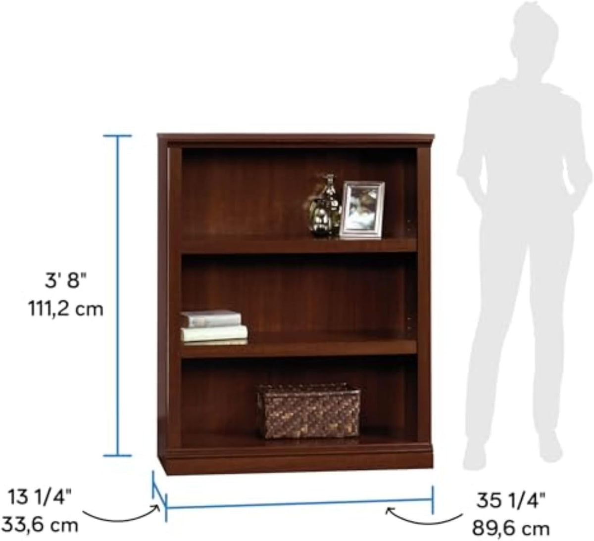 Sauder Miscellaneous Storage 3 Bookcase/Book Shelf, L: 35.28" x W: 13.23" x H: 43.78", Select