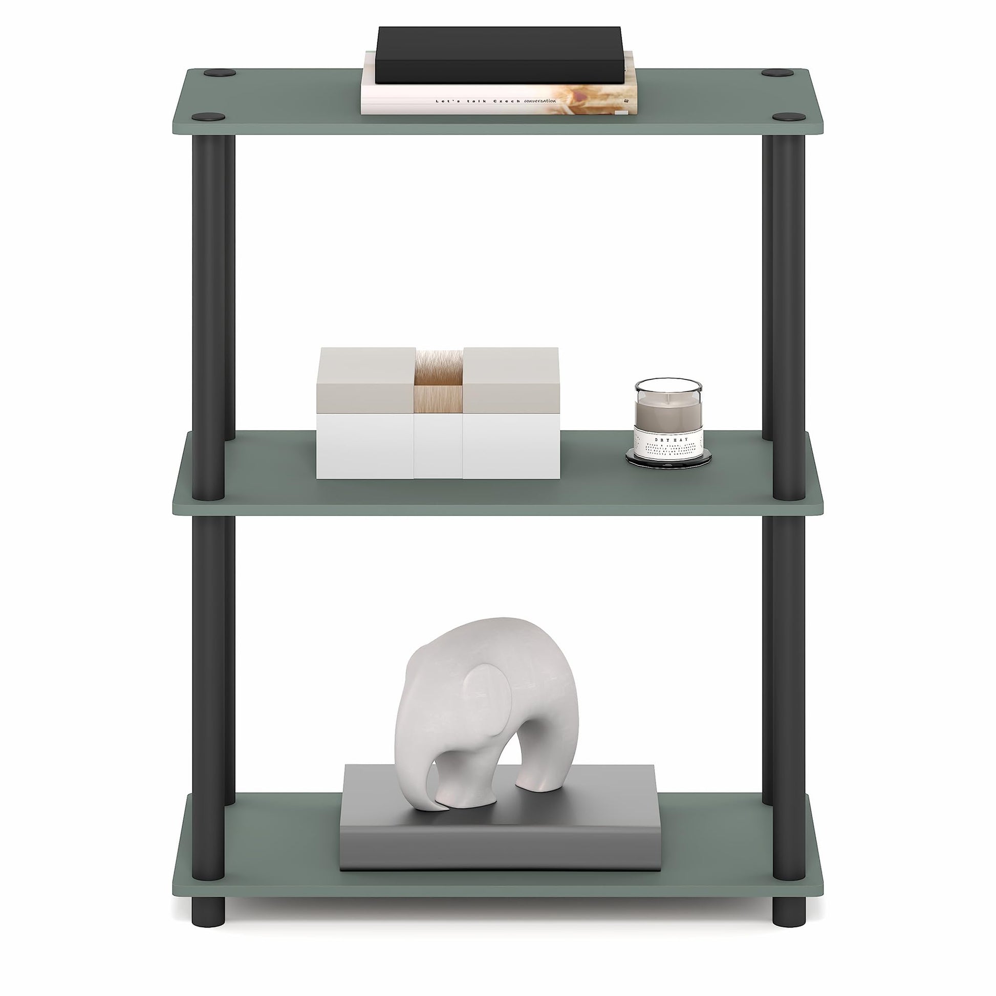 Furinno Turn-N-Tube Storage Shelves, 3-Tier Book Shelf, Corner Shelf, Toolless Open Shelves, for