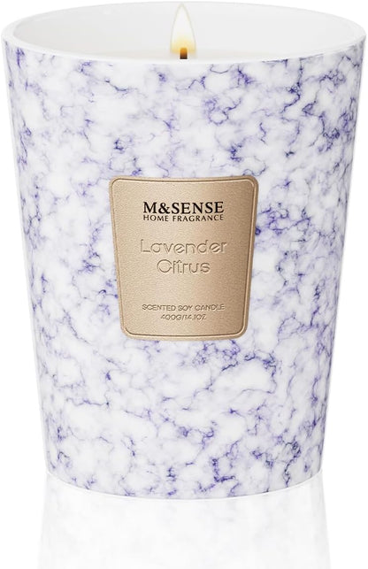 M&SENSE LavenderCitrus Scented Candles for Home, Lead-Free Wick Highly Scented Jar Candles, 14.1 Oz