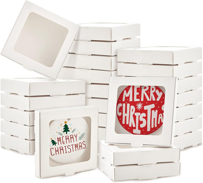 25 Pcs Sublimation Ornament Blanks Box 3.6"x3.6"x0.7" Christmas Ornaments Holder Ceramic Discs