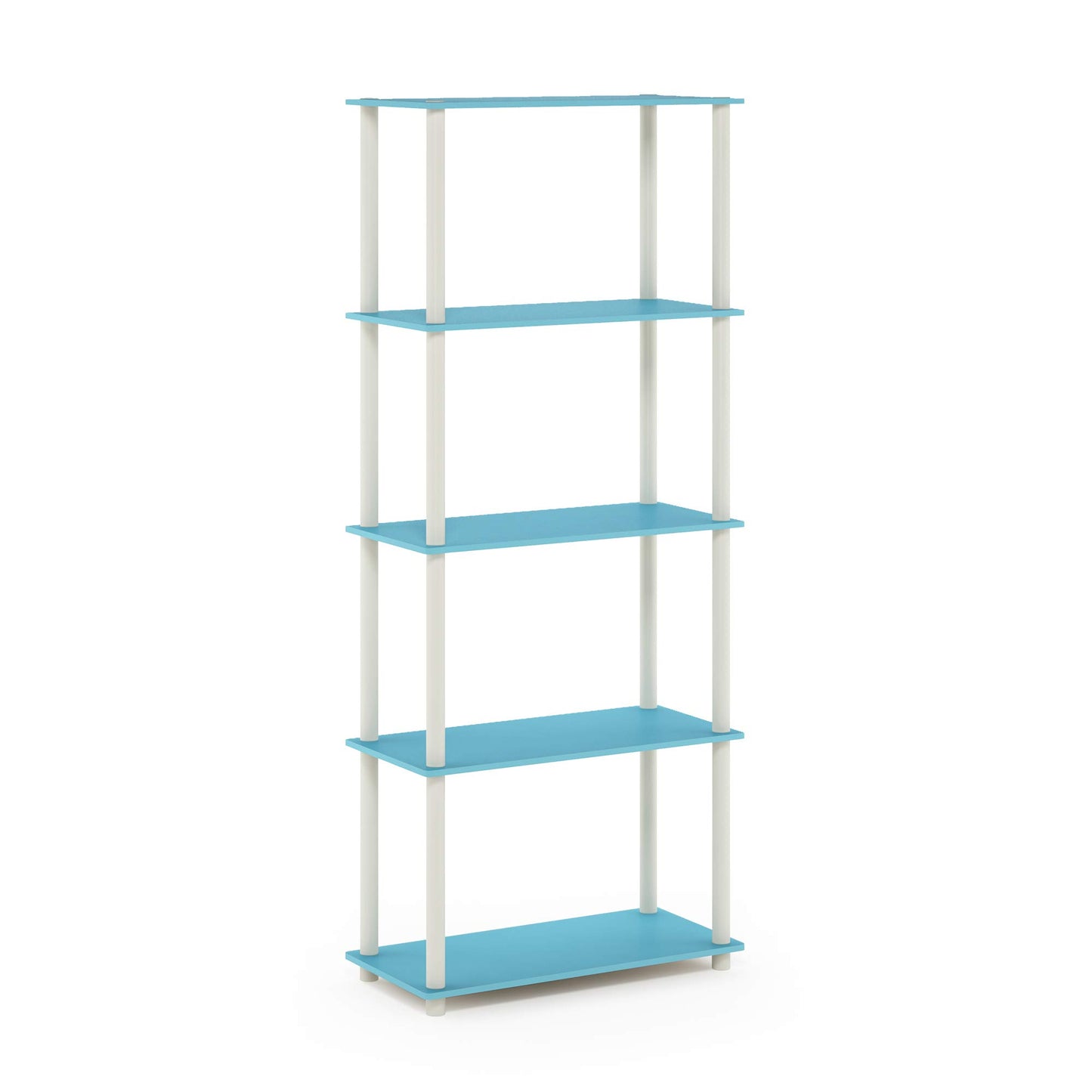 Furinno TURN-N-TUBE Storage Shelves, 5-Tier Book Shelf, Corner Shelf, Toolless Open Shelves, for