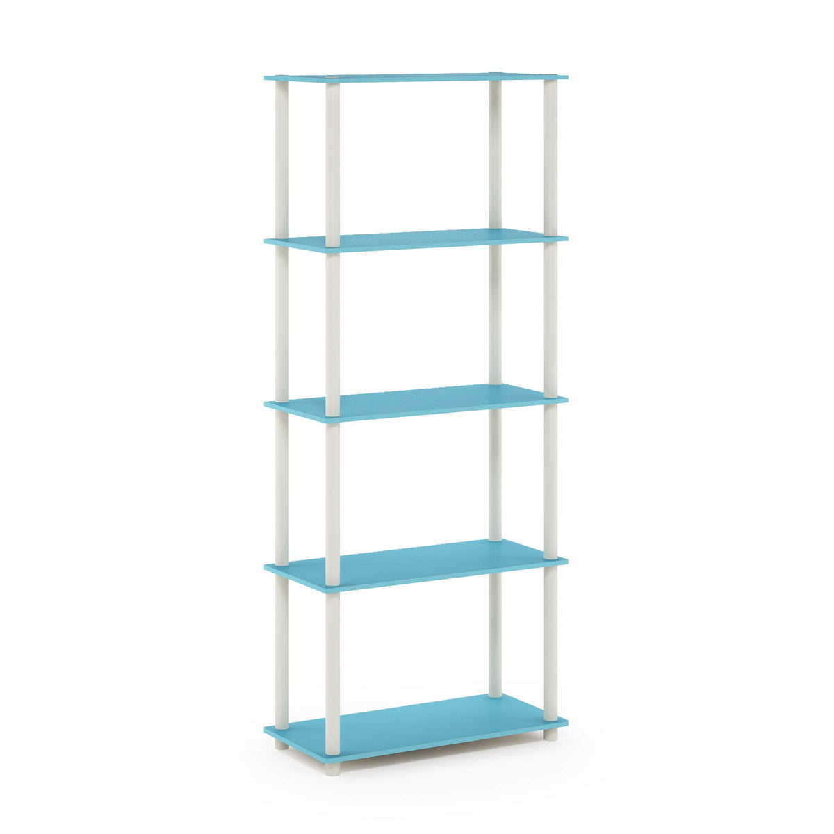 Furinno TURN-N-TUBE Storage Shelves, 5-Tier Book Shelf, Corner Shelf, Toolless Open Shelves, for