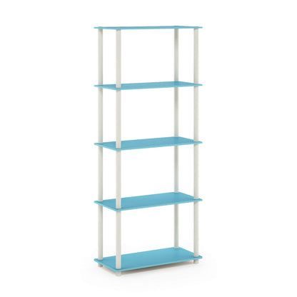 Furinno TURN-N-TUBE Storage Shelves, 5-Tier Book Shelf, Corner Shelf, Toolless Open Shelves, for
